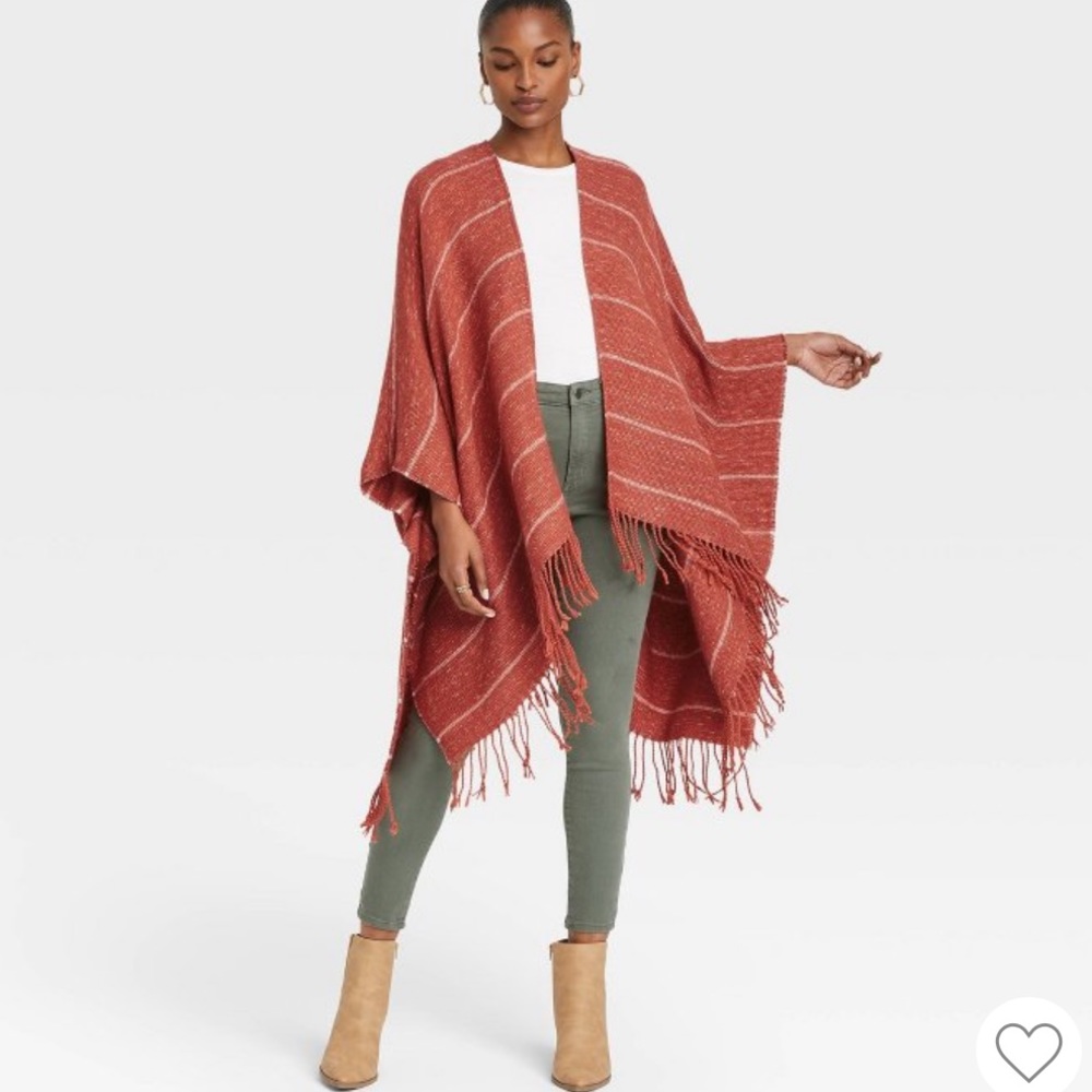 Women's Stripe Wrap Jacket - Universal Thread™ Rust One Size